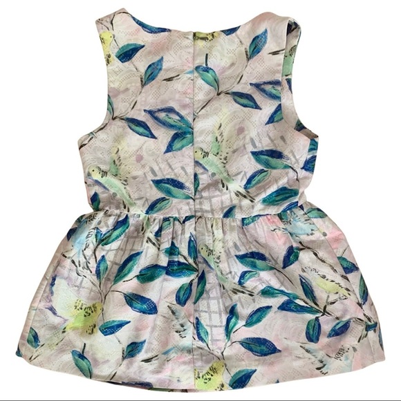 Anthropologie Leifsdottir Peplum Brocade Top Bird Pattern Metallic Sleeveless 0 - Picture 7 of 16